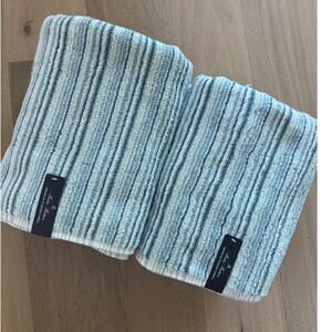 New Brooks Brothers 4 Turkish Towel Set Set Blue Green Stripe